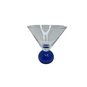 vintage hand blown cobalt blue heavy bottom martini glass